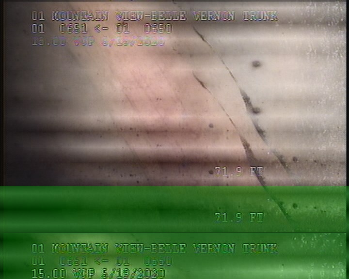 Lining Failure Other, from 12 to 05 o'clock, within 8 inches of joint: NO - thicker strip, seal