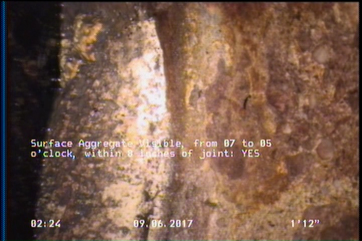 Surface Aggregate Visible, from 07 to 05 o'clock, within 8 inches of joint: YES