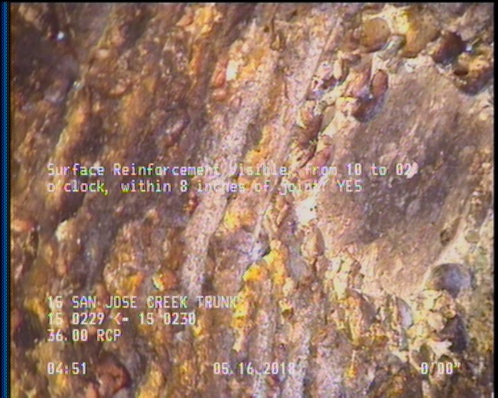 Surface Reinforcement Visible, from 10 to 02 o'clock, within 8 inches of joint: YES