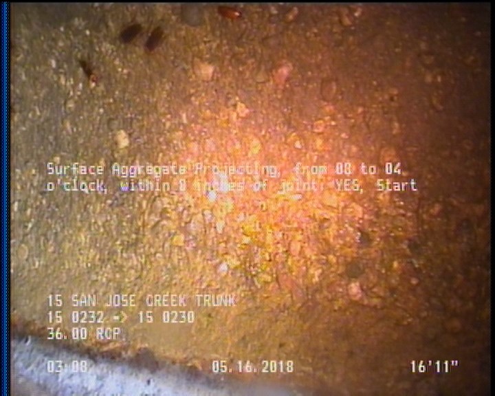 Surface Aggregate Projecting, from 08 to 04 o'clock, within 8 inches of joint: YES, Start