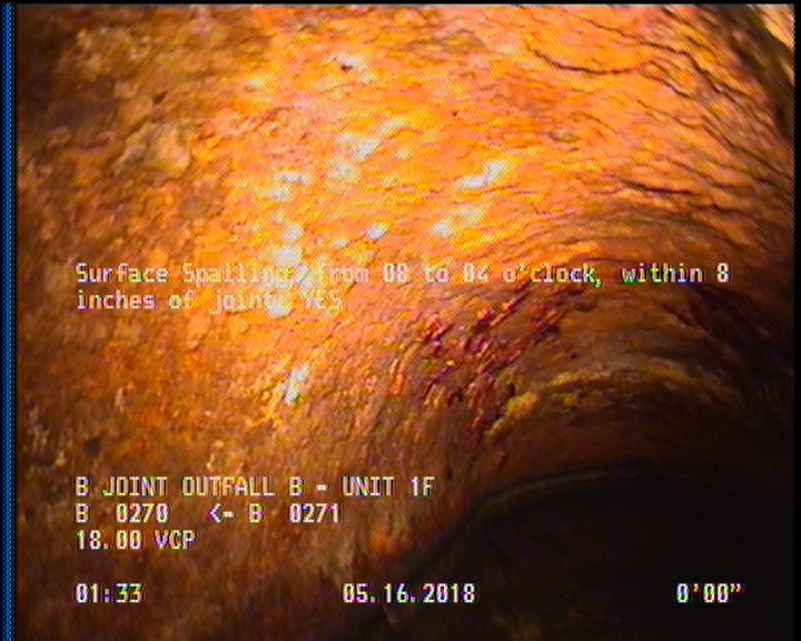 Surface Spalling, from 08 to 04 o'clock, within 8 inches of joint: YES