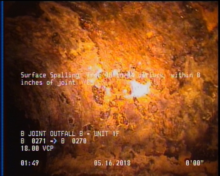 Surface Spalling, from 08 to 04 o'clock, within 8 inches of joint: YES
