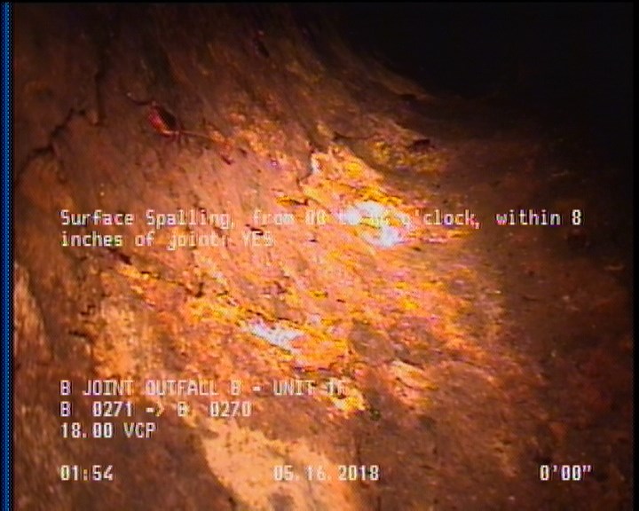 Surface Spalling, from 08 to 04 o'clock, within 8 inches of joint: YES