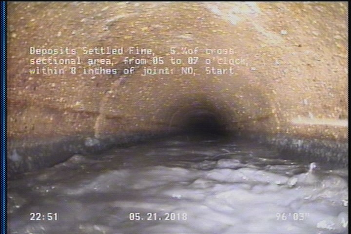 Deposits Settled Fine, 5 %of cross sectional area, from 05 to 07 o'clock, , within 8 inches of joint: NO, Start