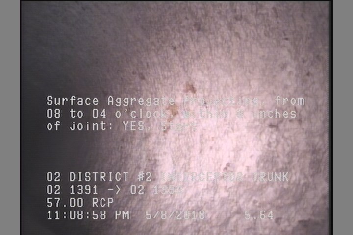 Surface Aggregate Projecting, from 08 to 04 o'clock, within 8 inches of joint: YES, Start