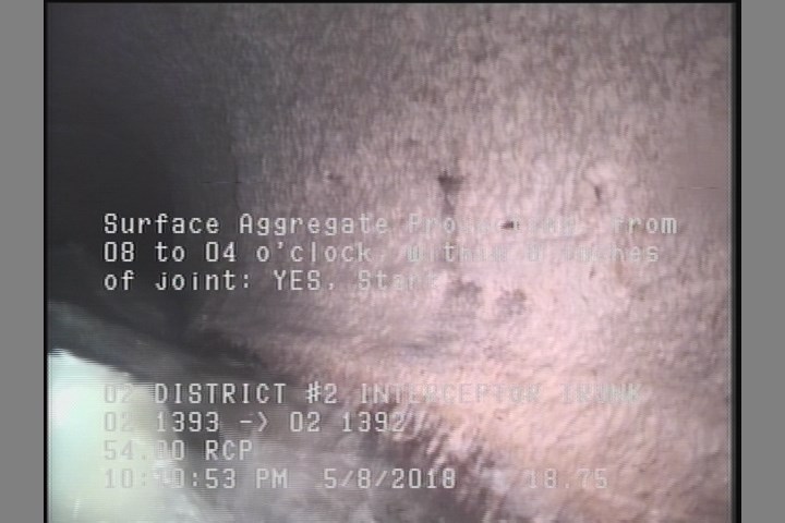 Surface Aggregate Projecting, from 08 to 04 o'clock, within 8 inches of joint: YES, Start