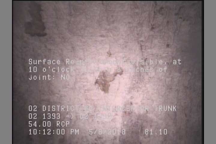 Surface Reinforcement Visible, at 10 o'clock, within 8 inches of joint: NO