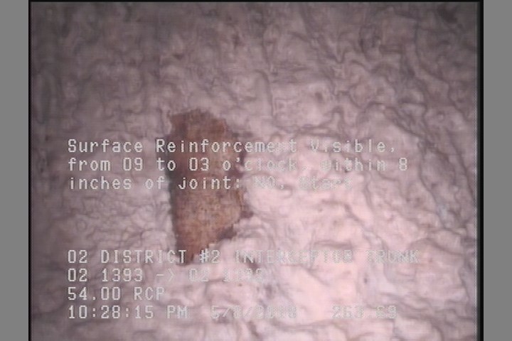 Surface Reinforcement Visible, from 09 to 03 o'clock, within 8 inches of joint: NO, Start