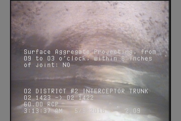 Surface Aggregate Projecting, from 09 to 03 o'clock, within 8 inches of joint: NO