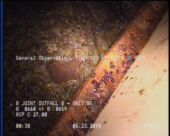 General Observation - STOP LOG AT MOUTH OF PIPE