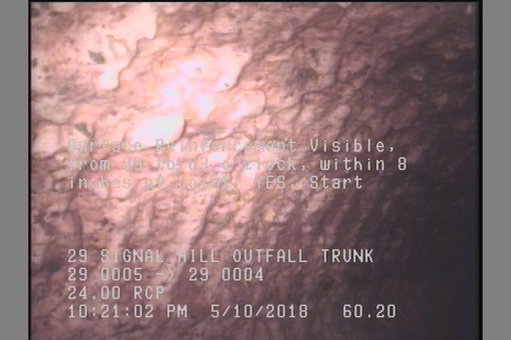 Surface Reinforcement Visible, from 09 to 03 o'clock, within 8 inches of joint: YES, Start