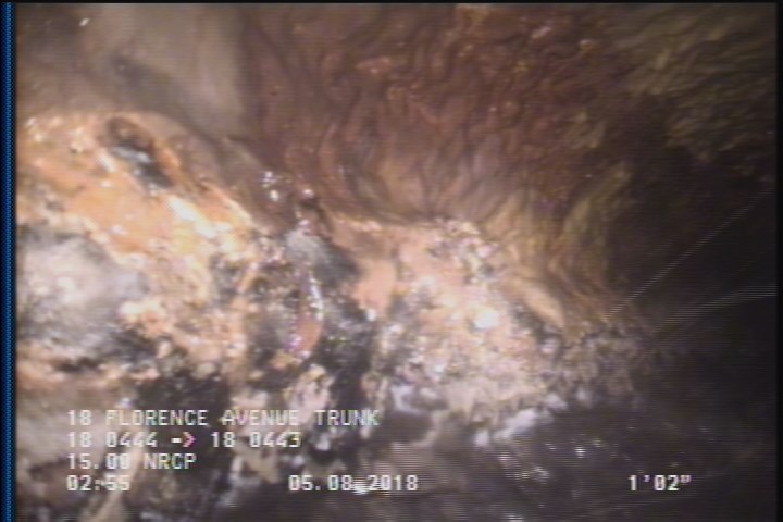 Deposits Attached Encrustation, 15 %of cross sectional area, from 08 to 04 o'clock, , within 8 inches of joint: YES