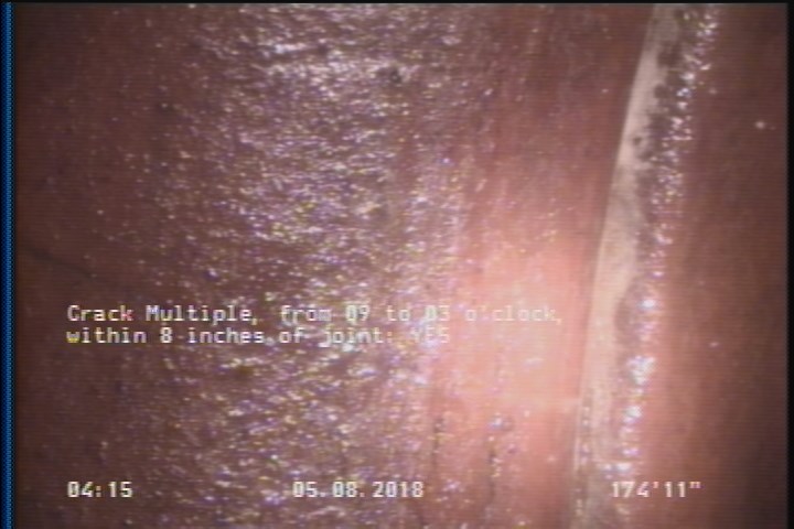 Crack Multiple, from 09 to 03 o'clock, within 8 inches of joint: YES