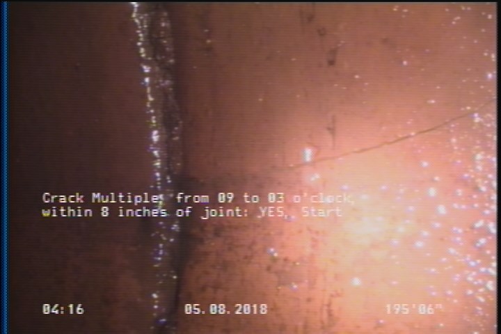 Crack Multiple, from 09 to 03 o'clock, within 8 inches of joint: YES, Start