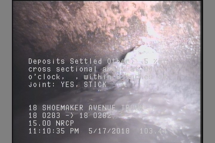 Deposits Settled Other, 5 %of cross sectional area, at 04 o'clock, , within 8 inches of joint: YES - STICK