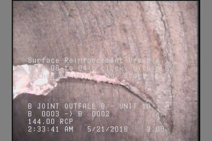 Surface Reinforcement Visible, from 08 to 04 o'clock, within 8 inches of joint: NO, Start