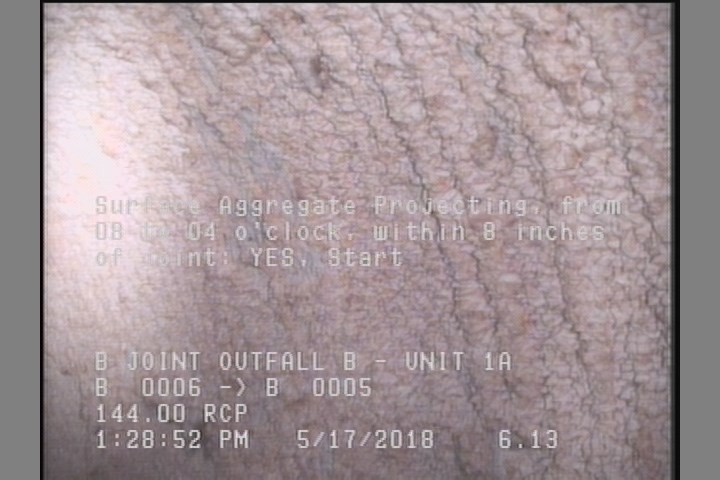 Surface Aggregate Projecting, from 08 to 04 o'clock, within 8 inches of joint: YES, Start