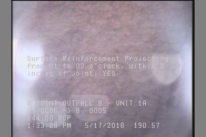Surface Reinforcement Projecting, from 01 to 02 o'clock, within 8 inches of joint: YES