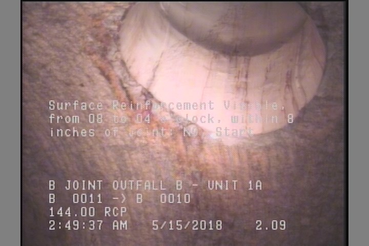 Surface Reinforcement Visible, from 08 to 04 o'clock, within 8 inches of joint: NO, Start