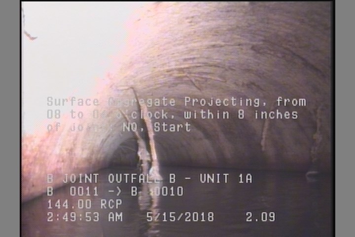 Surface Aggregate Projecting, from 08 to 04 o'clock, within 8 inches of joint: NO, Start