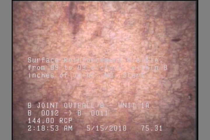 Surface Reinforcement Visible, from 09 to 03 o'clock, within 8 inches of joint: NO, Start