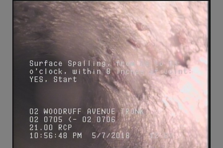 Surface Spalling, from 09 to 03 o'clock, within 8 inches of joint: YES, Start