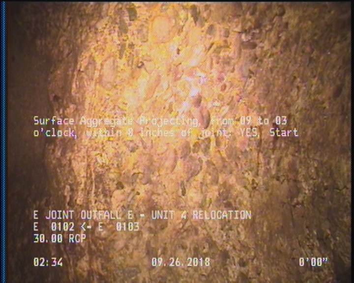 Surface Aggregate Projecting, from 09 to 03 o'clock, within 8 inches of joint: YES, Start