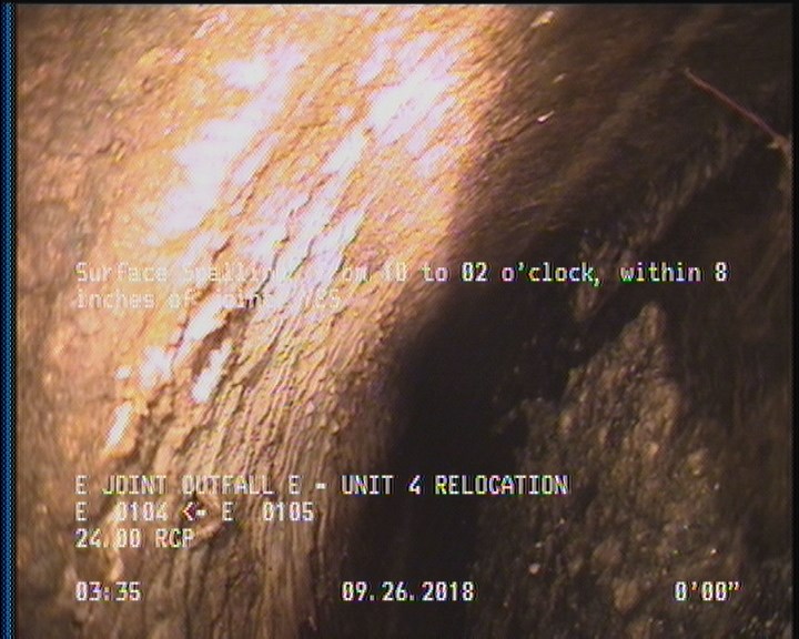Surface Spalling, from 10 to 02 o'clock, within 8 inches of joint: YES