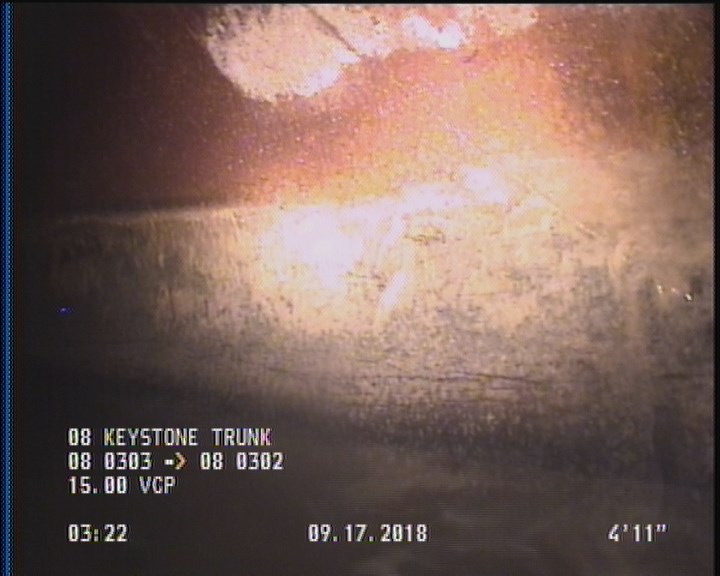 Deposits Attached Grease, 5 %of cross sectional area, from 04 to 08 o'clock, , within 8 inches of joint: YES, Start