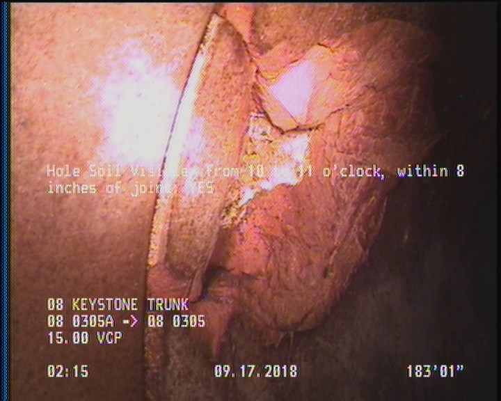 Hole Soil Visible, from 10 to 11 o'clock, within 8 inches of joint: YES