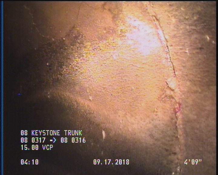 Deposits Attached Grease, 5 %of cross sectional area, from 04 to 08 o'clock, , within 8 inches of joint: YES, Start