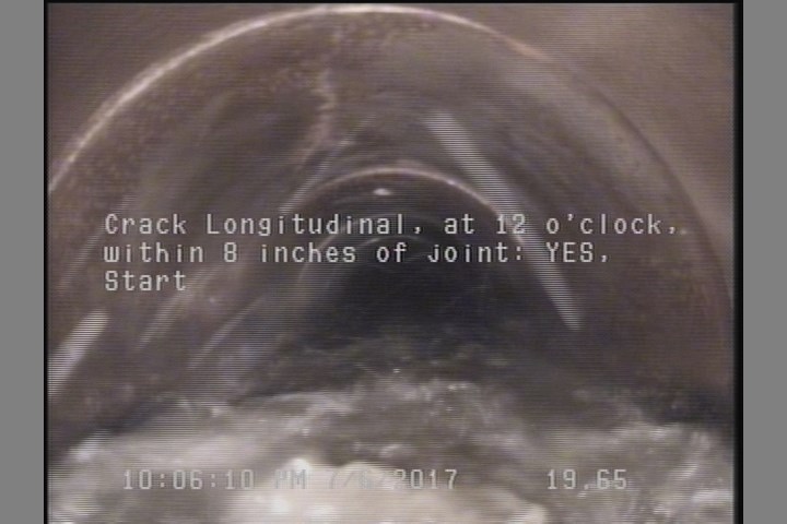 Crack Longitudinal, at 12 o'clock, within 8 inches of joint: YES, Start