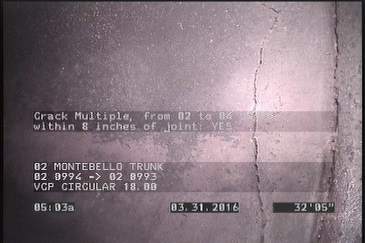Crack Multiple, from 02 to 04 o'clock, within 8 inches of joint: YES