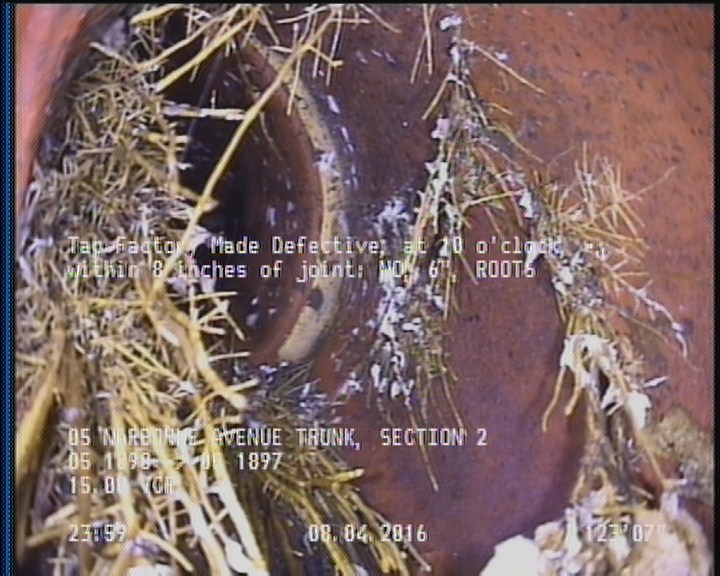 Tap Factory Made Defective, at 10 o'clock, -, within 8 inches of joint: NO, 6" - ROOTS