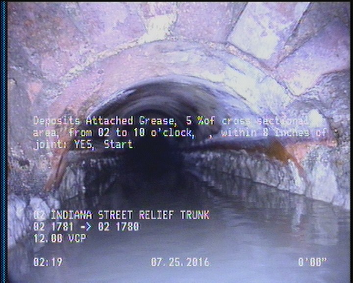 Deposits Attached Grease, 5 %of cross sectional area, from 02 to 10 o'clock, , within 8 inches of joint: YES