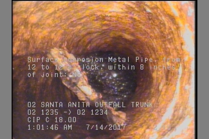 Surface Corrosion Metal Pipe, from 12 to 12 o'clock, within 8 inches of joint: NO