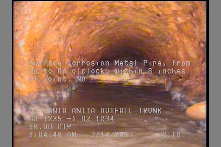 Surface Corrosion Metal Pipe, from 08 to 04 o'clock, within 8 inches of joint: NO