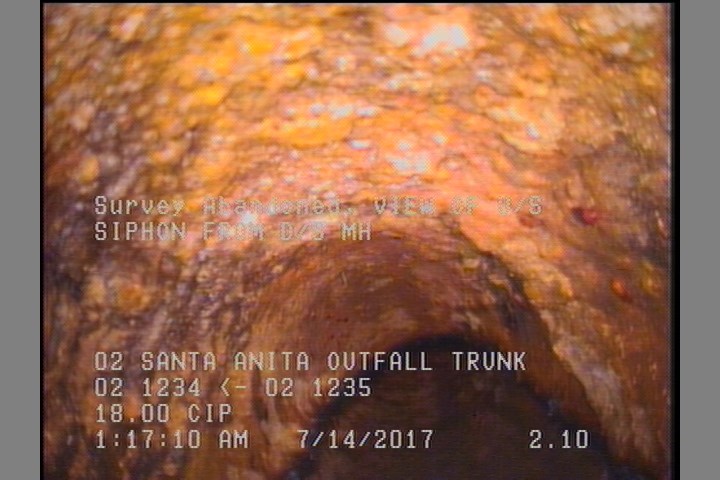 Survey Abandoned - VIEW OF U/S SIPHON FROM D/S MH