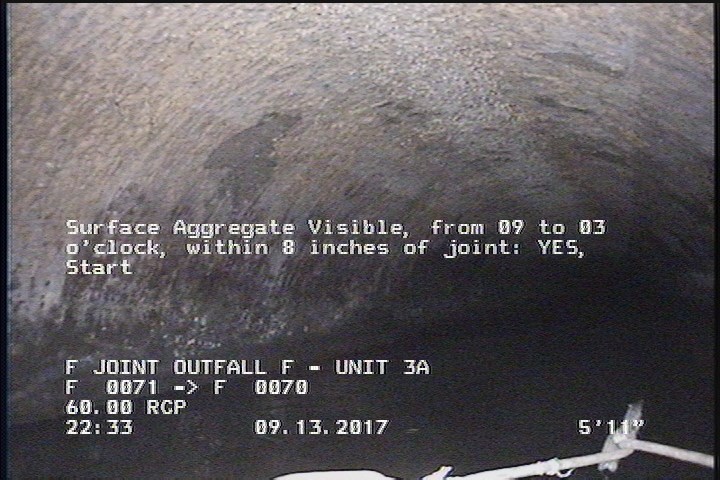 Surface Aggregate Visible, from 09 to 03 o'clock, within 8 inches of joint: YES, Start