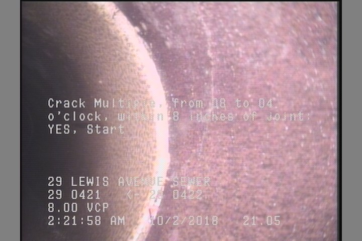 Crack Multiple, from 08 to 04 o'clock, within 8 inches of joint: YES, Start