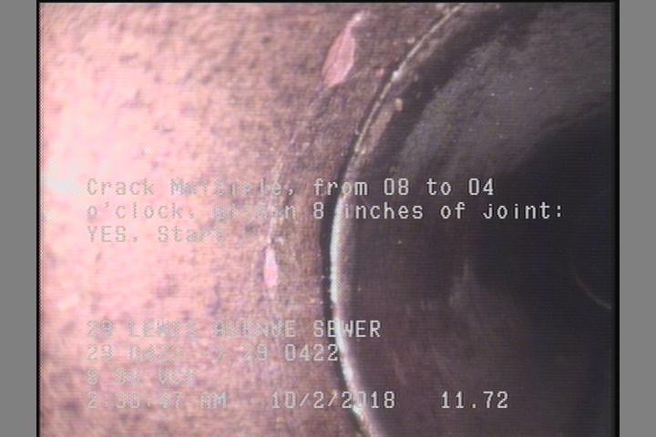 Crack Multiple, from 08 to 04 o'clock, within 8 inches of joint: YES, Start