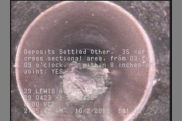 Deposits Settled Other, 35 %of cross sectional area, from 03 to 09 o'clock, , within 8 inches of joint: YES