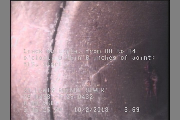 Crack Multiple, from 08 to 04 o'clock, within 8 inches of joint: YES, Start