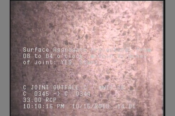 Surface Aggregate Projecting, from 08 to 04 o'clock, within 8 inches of joint: YES, Start