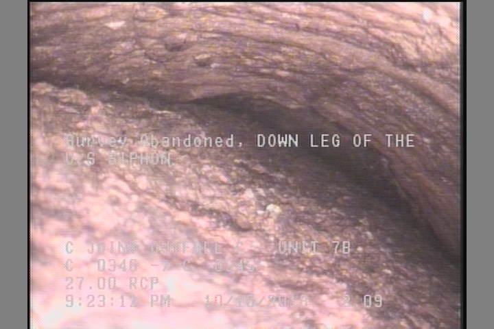 Survey Abandoned - DOWN LEG OF THE U/S SIPHON