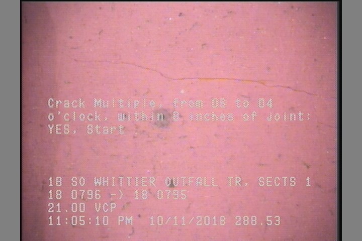 Crack Multiple, from 08 to 04 o'clock, within 8 inches of joint: YES, Start