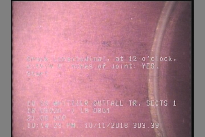Crack Longitudinal, at 12 o'clock, within 8 inches of joint: YES, Start