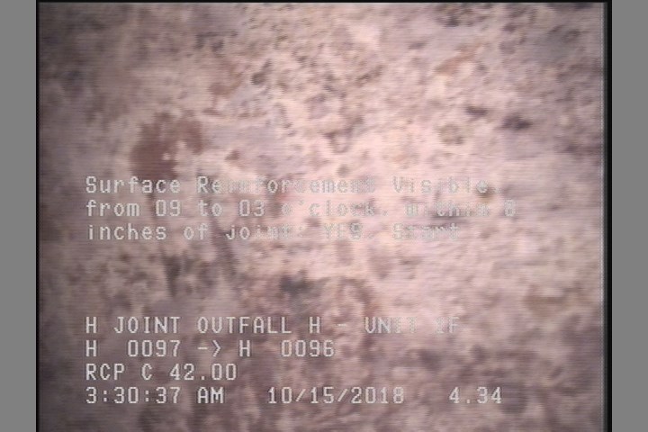 Surface Reinforcement Visible, from 09 to 03 o'clock, within 8 inches of joint: YES, Start