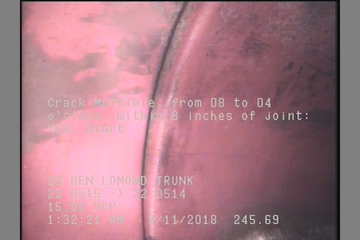 Crack Multiple, from 08 to 04 o'clock, within 8 inches of joint: YES, Start