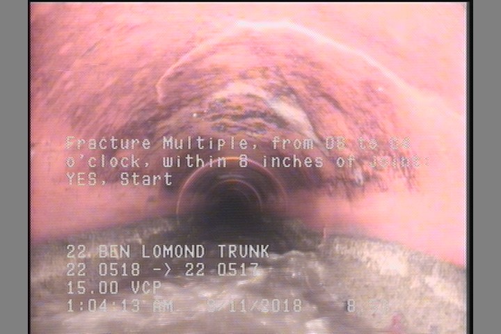Fracture Multiple, from 08 to 04 o'clock, within 8 inches of joint: YES, Start